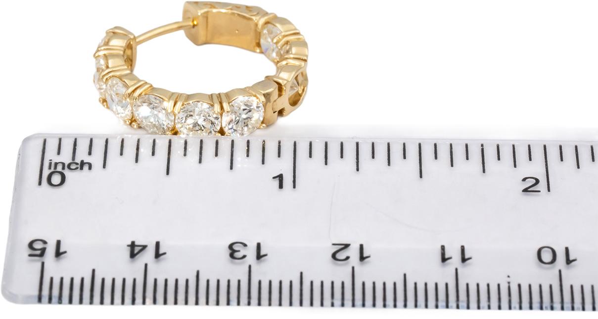 14k Yellow Gold Round Diamond Inside Out Hoop Earrings 6.80CT