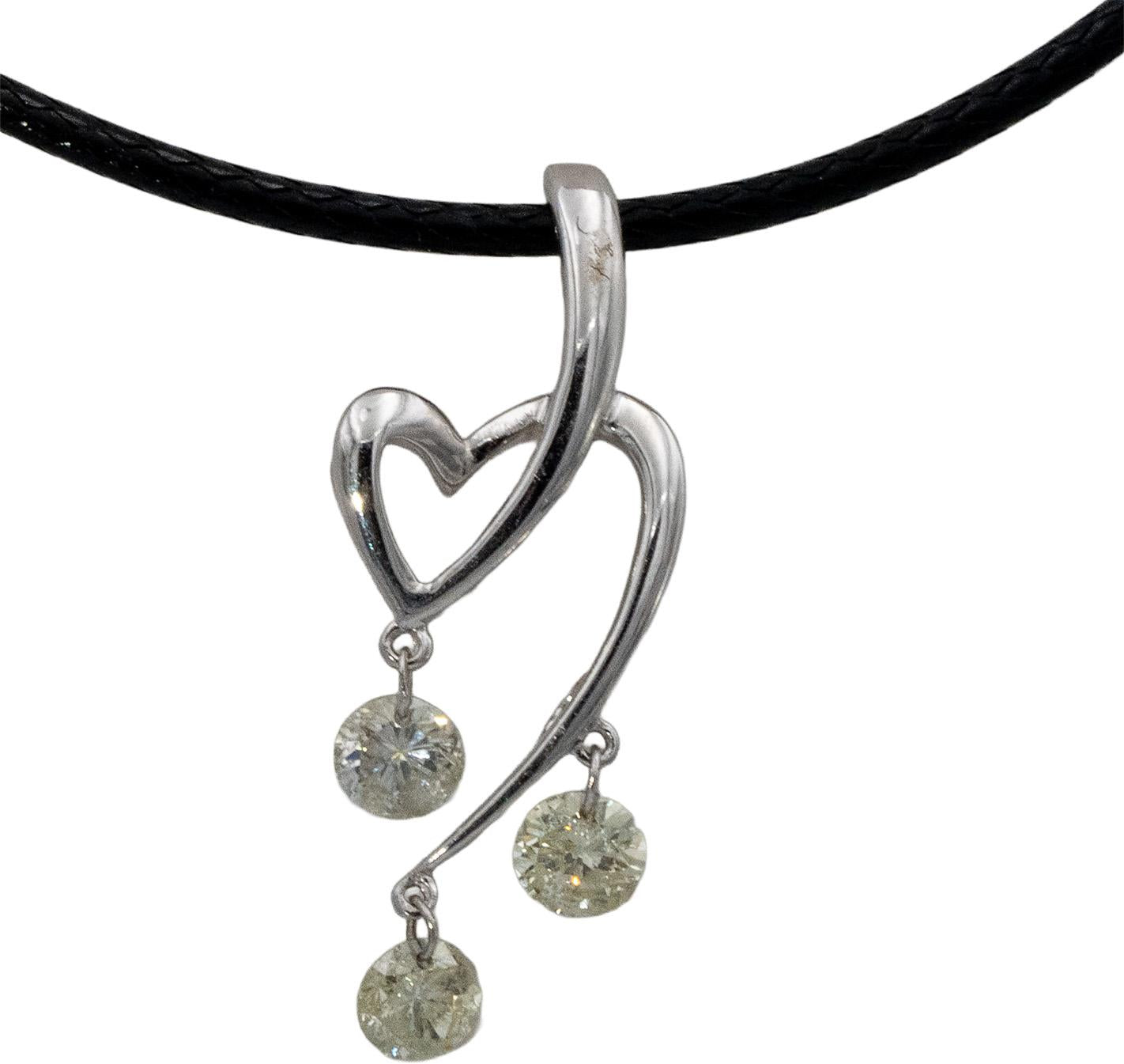 14k White Gold Round Diamond Dangle Pendant 0.65CT