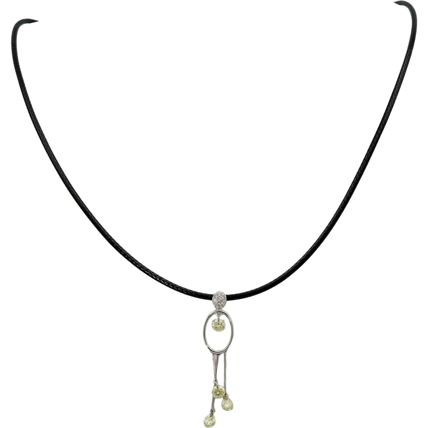 14k White Gold Round Diamond Dangle Floral Pendant Necklace 0.85CT