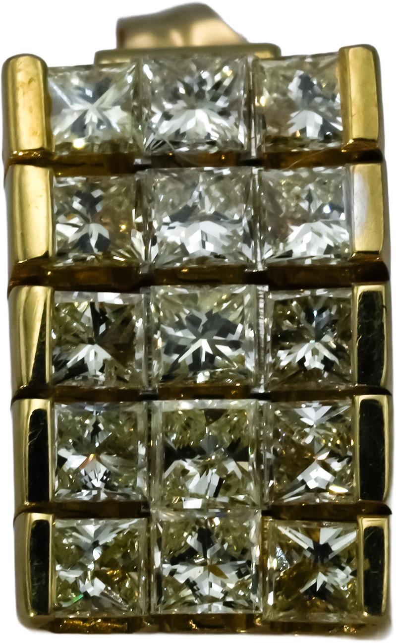 18k & 14k Yellow Gold VS Princess Cut Drop Dangle Stud Earrings 1.50CT