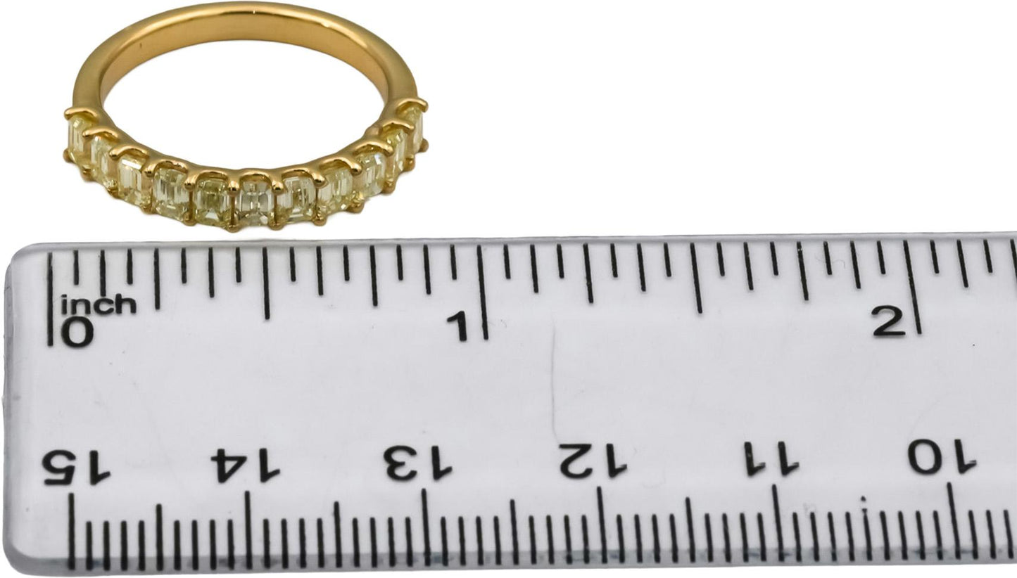14k Yellow Gold VS Light Yellow Emerald Cut Diamond Band Ring 1.56CT Size 7