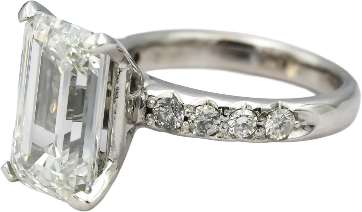 IGI 14k White Gold Lab-Grown Emerald Cut Diamond Ring 7.51CT w/ 7.01CT Center