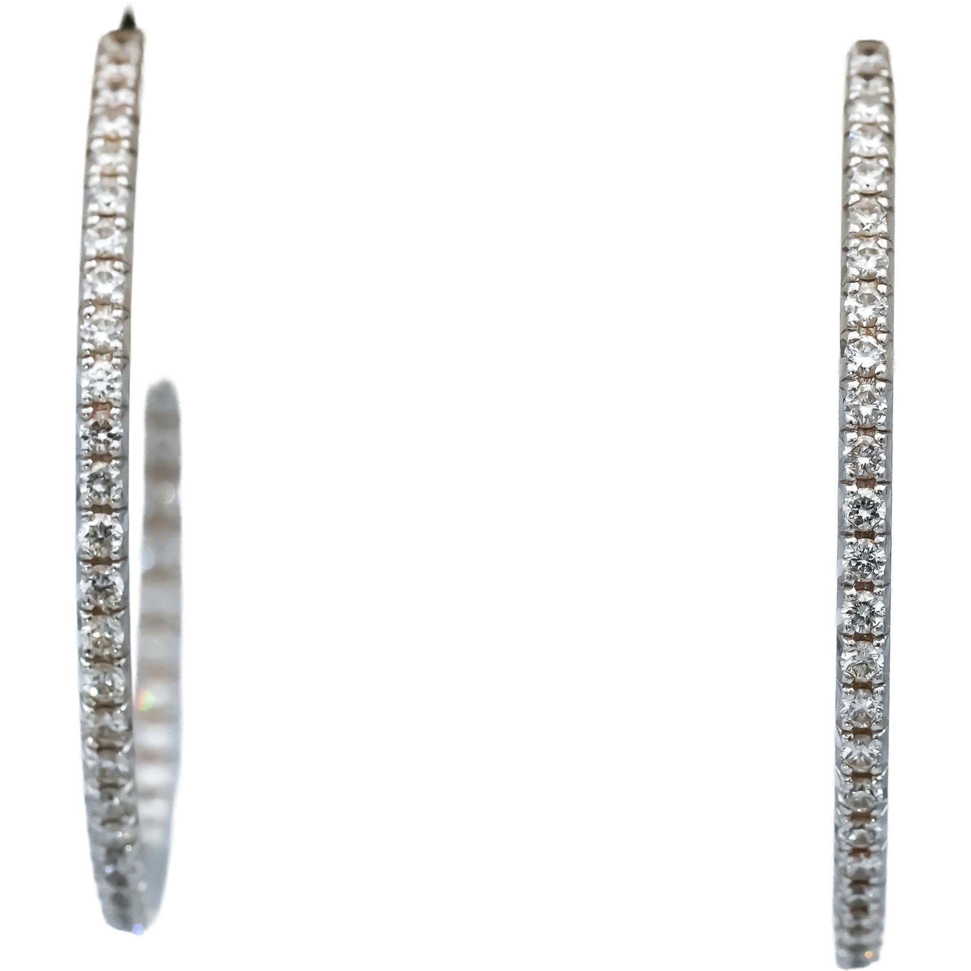 TIFFANY & CO. 18k White Gold Round Diamond Metro Hoop Earrings .50CT 7400 Retail