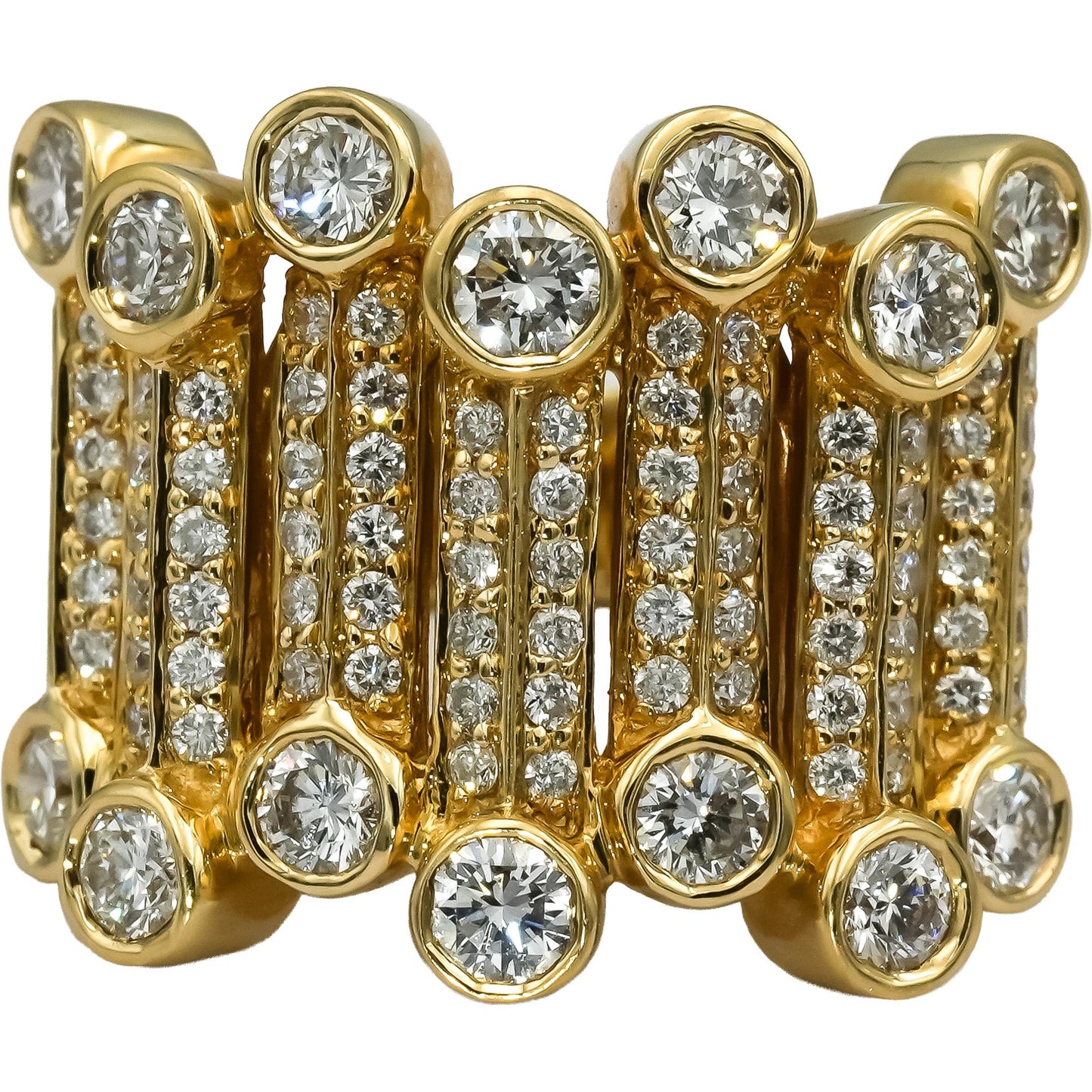 SONIA B. 14k Yellow Gold VS Round Diamond Cocktail Ring 2.0CT Size 5.25