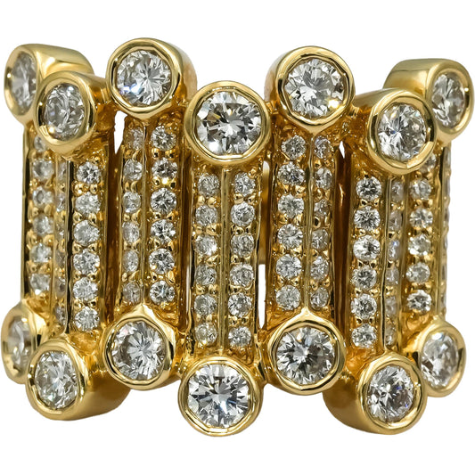 SONIA B. 14k Yellow Gold VS Round Diamond Cocktail Ring 2.0CT Size 5.25