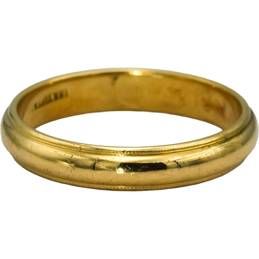 TIFFANY & CO. Vintage 18k Yellow Gold Milgrain Wedding Band Ring Size 10.75