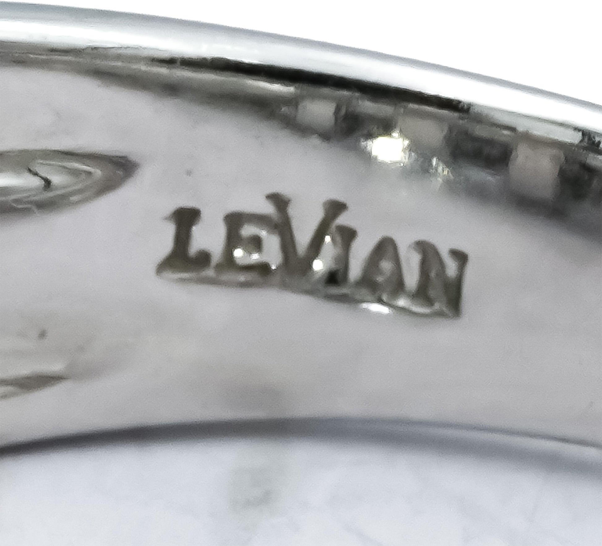 LE VIAN 14k White Gold Diamond and Sapphire Band Ring 2.25CTW Size 7.75