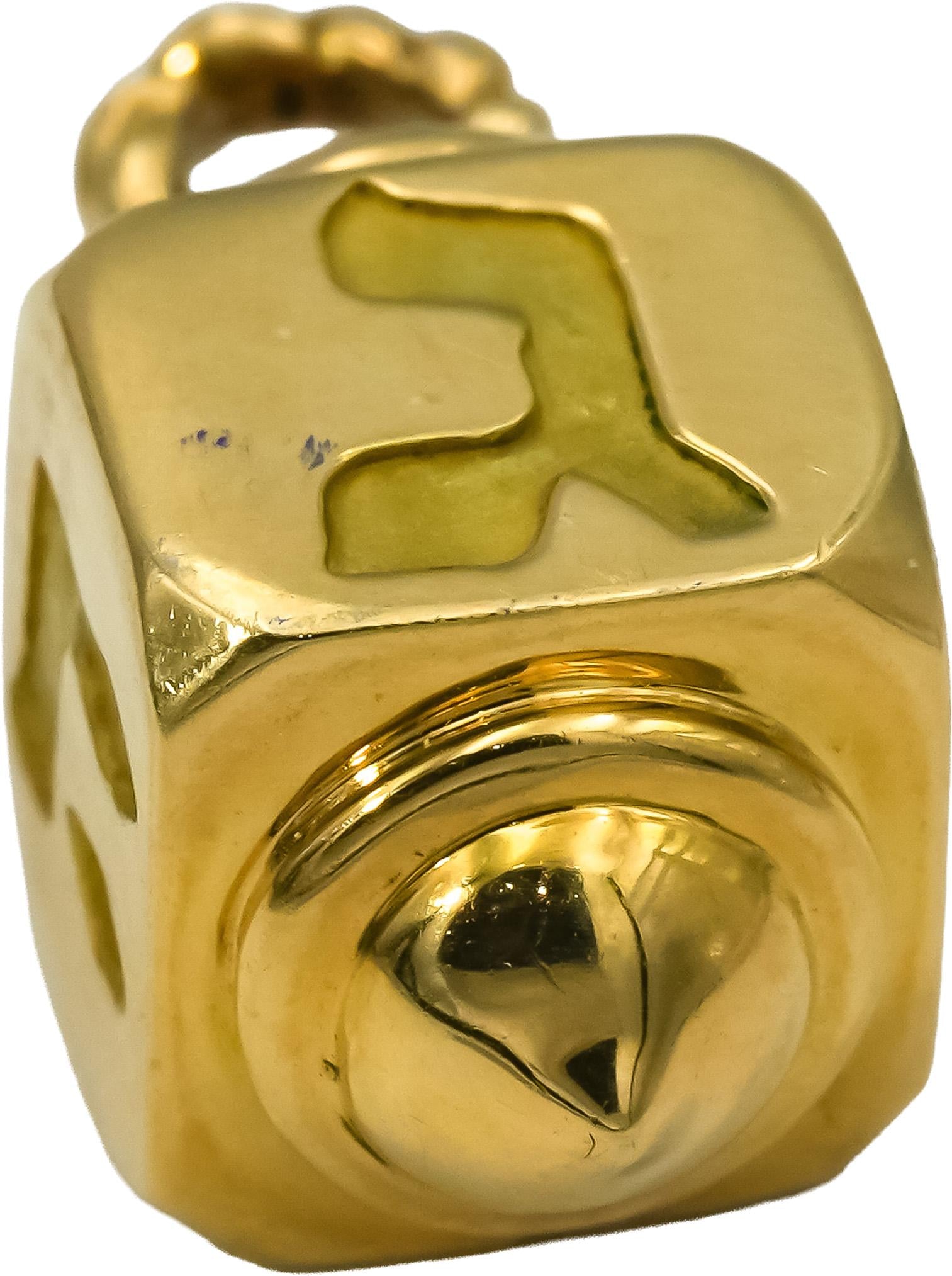TIFFANY & CO. 18k Yellow Gold Dreidel Charm Pendant w/ Box and Pouch