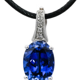 14k White Gold Diamond and Lab Grown Sapphire Pendant Necklace 8.05CTW
