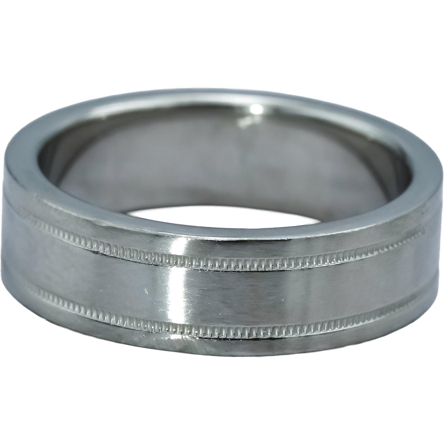 TIFFANY & CO. Platinum Together Milgrain 6.mm Wide Wedding Band Ring Size 7.5