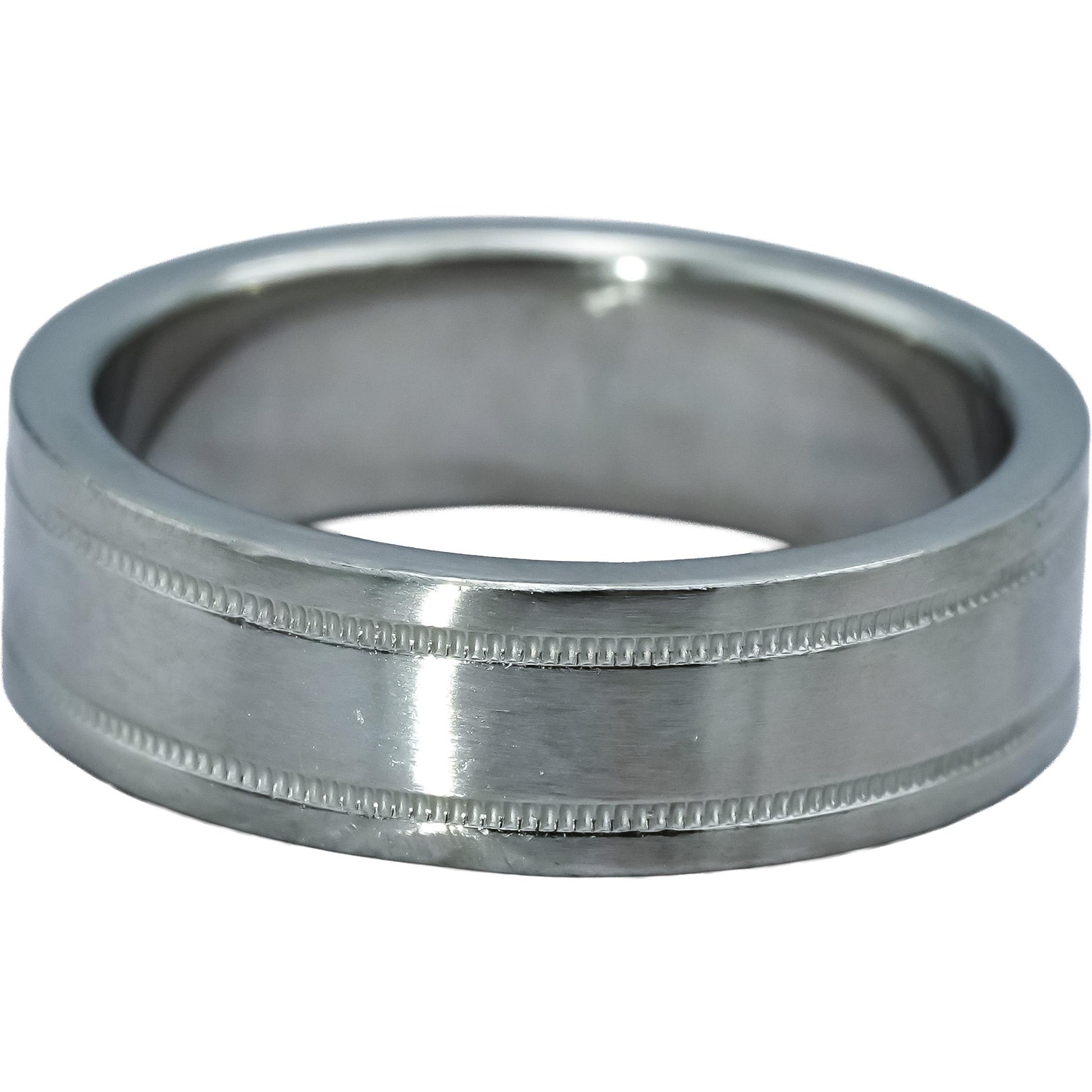TIFFANY & CO. Platinum Together Milgrain 6.mm Wide Wedding Band Ring Size 7.5