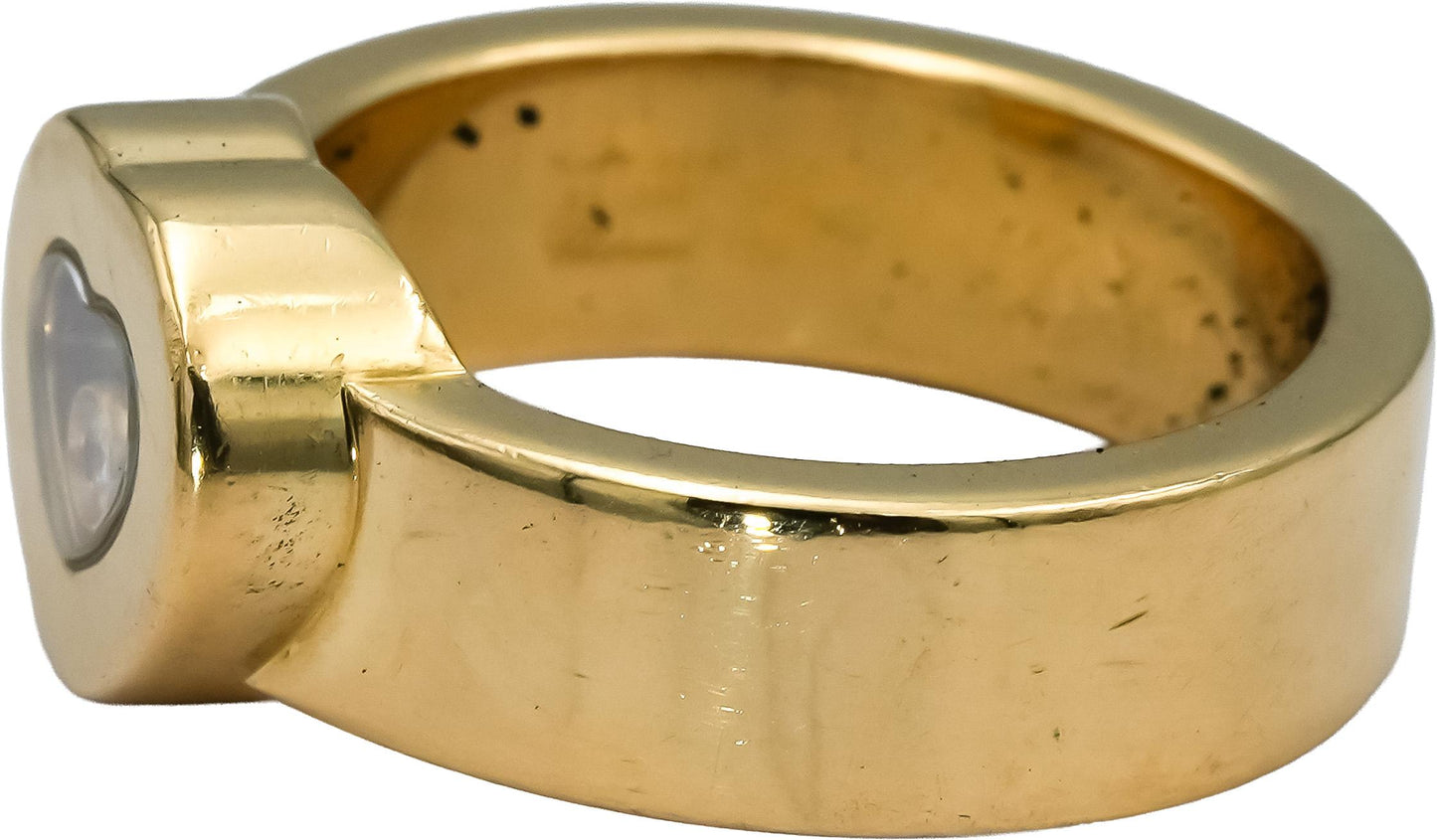 CHOPARD 18k Yellow Gold Happy Diamond Heart Ring Size 5.75 w/ Box Papers