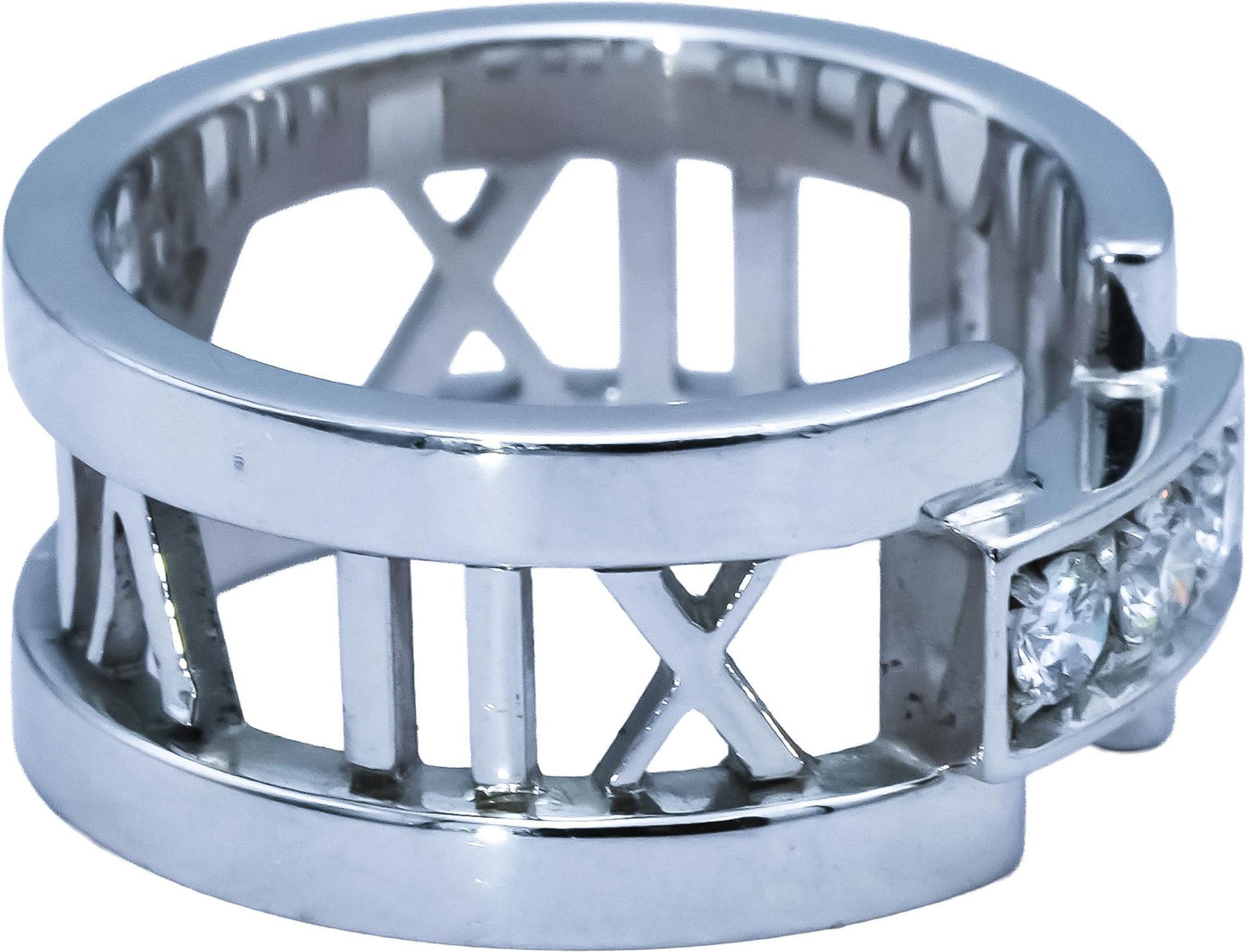 TIFFANY & CO. 18k White Gold VS Diamond Atlas Ring 0.12CT Size 4.25 4995 Retail