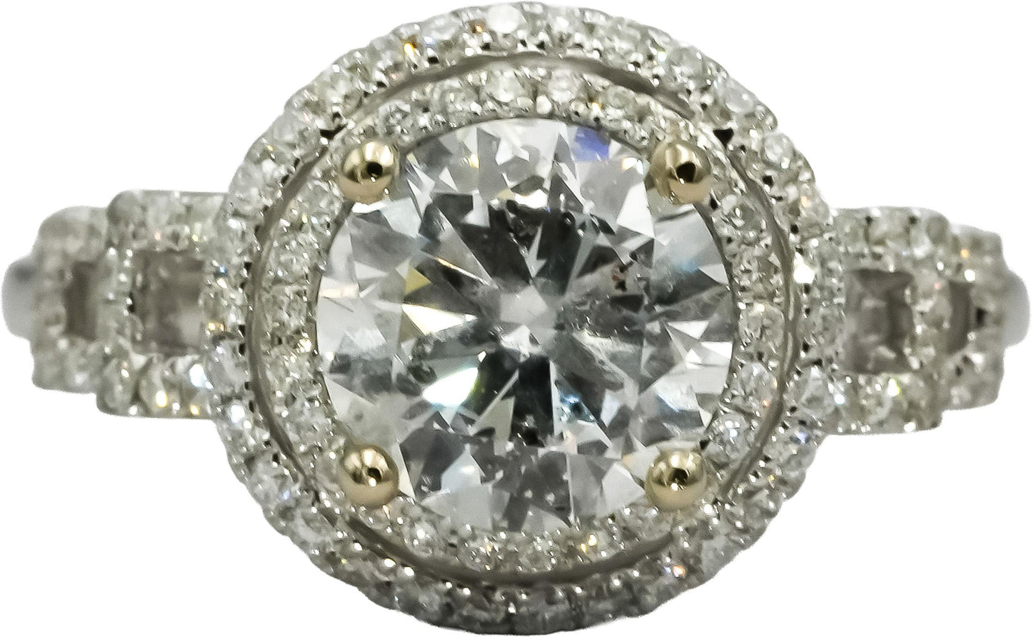 18k White Gold Round Diamond Engagement Ring 2.60CT w/ 2.14CT Center Size 6.5