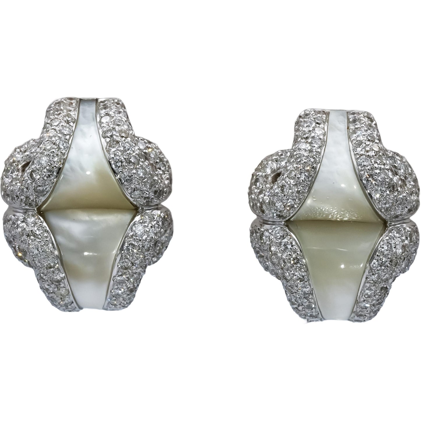 18k White Gold VS Diamond and Mother of Pearl Earrings 2.0CT