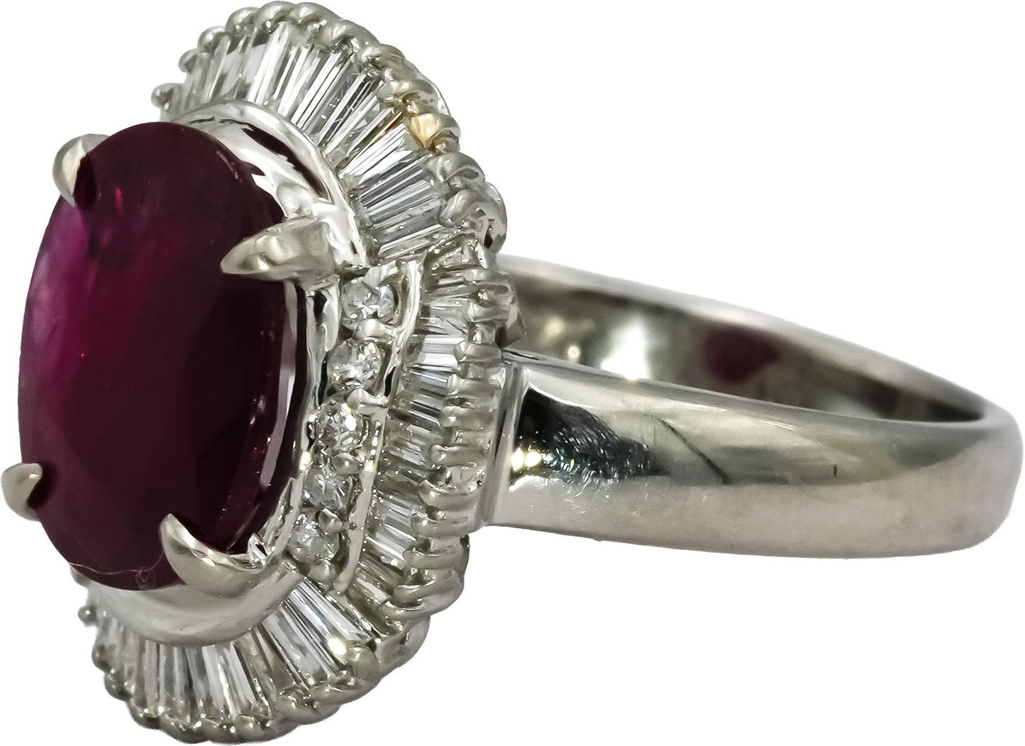 Platinum Diamond and Ruby Halo Cocktail Ring 3.88CT Size 6.25