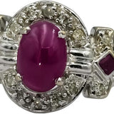 14k White Gold Ruby and Diamond Cocktail Ring 0.60CT Size 7.5