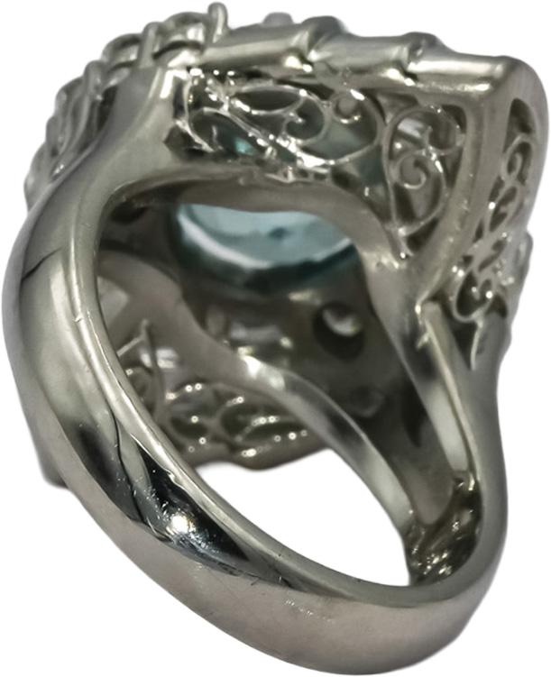 Platinum VS Diamond and Blue Zircon Cocktail Ring 4.92CT Size 4.75