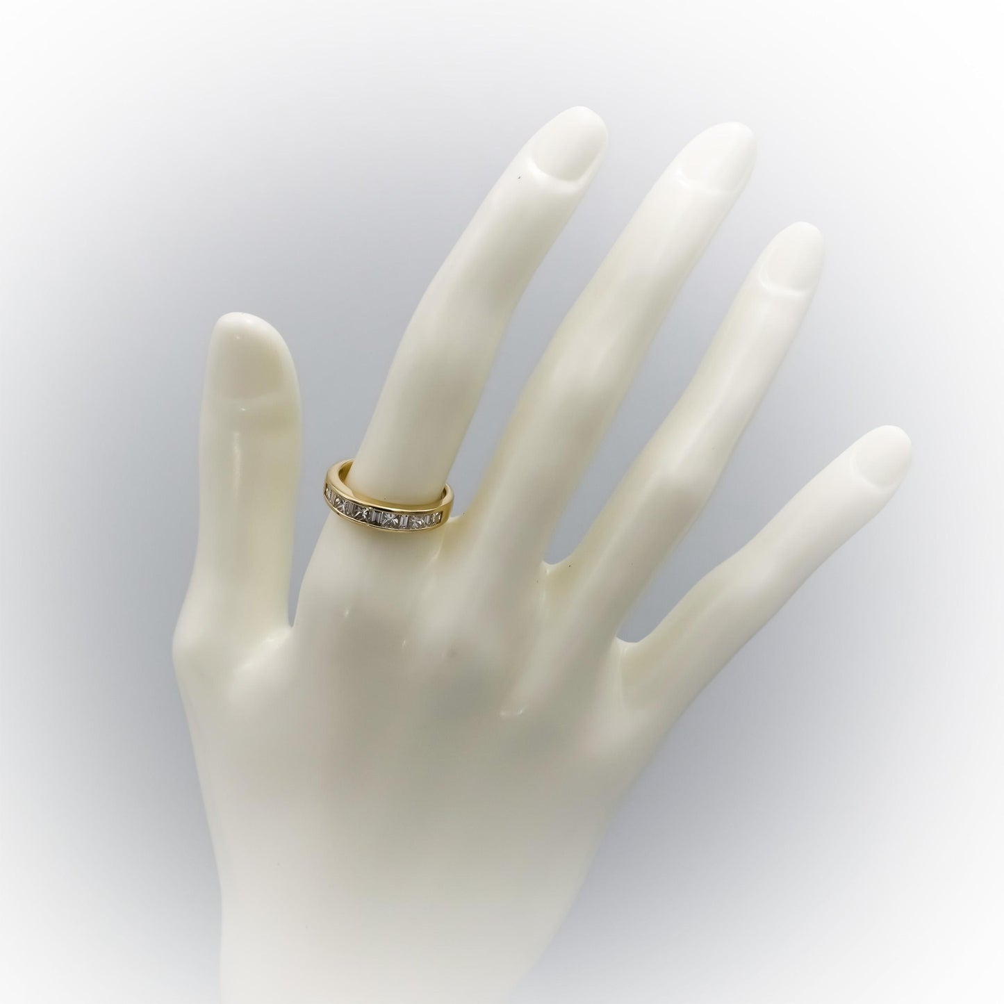 14k Yellow Gold Baguette Princess Diamond Anniversary Band Ring 0.75CT Size 6.25