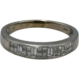LE VIAN 14k White Gold Princess and Emerald Cut Diamond Ring 0.50CT Size 9