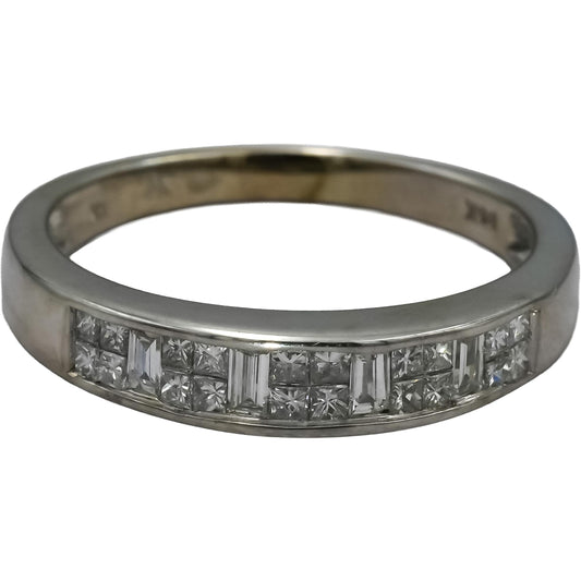 LE VIAN 14k White Gold Princess and Emerald Cut Diamond Ring 0.50CT Size 9