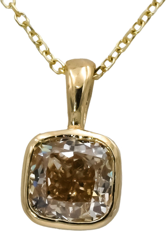 14k Yellow Gold VS Cushion Cut Diamond Solitaire Pendant Necklace 1.00CT