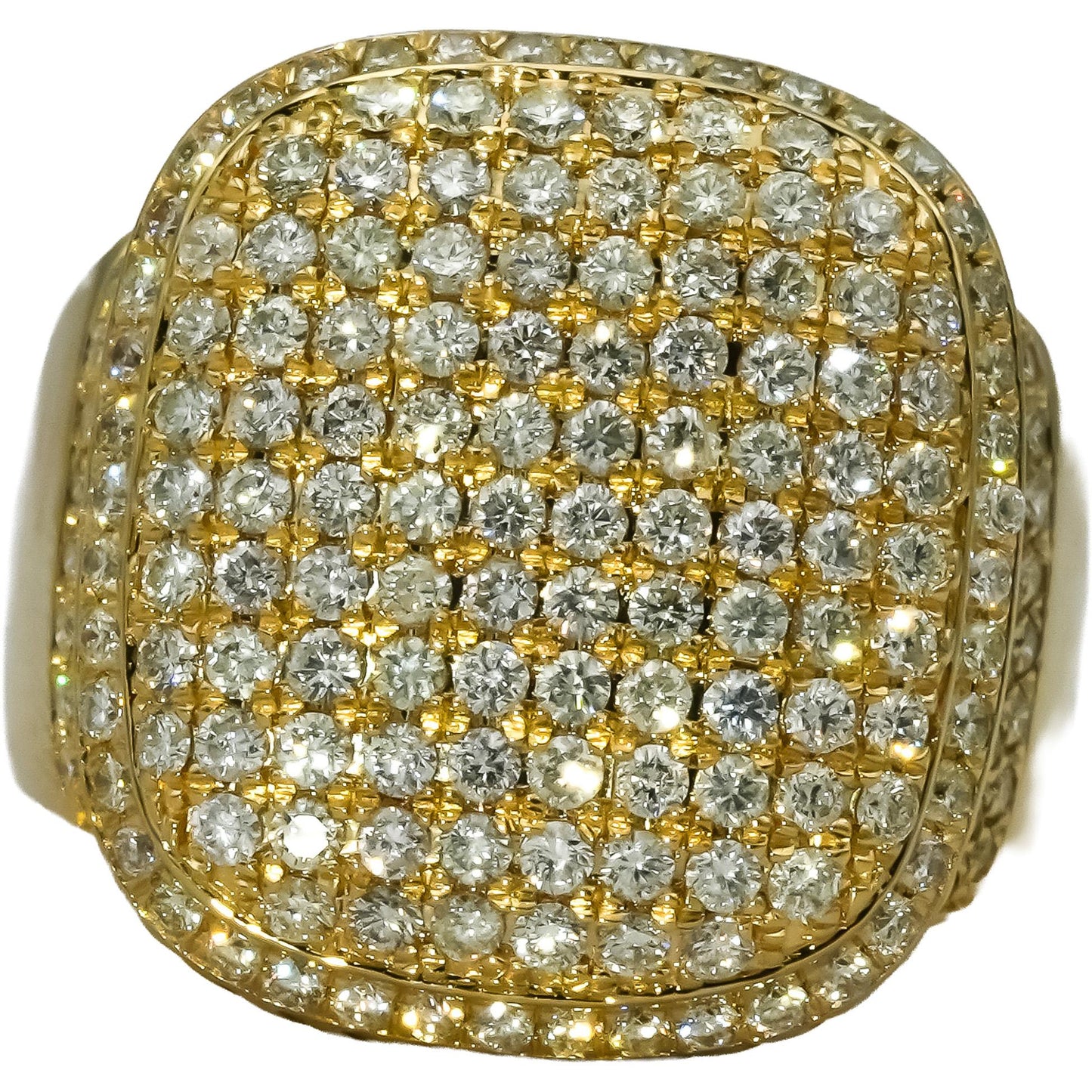 14k Yellow Gold Round Diamond Cluster Men's Ring 2.50CT Size 10