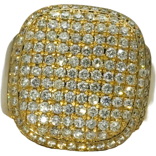 14k Yellow Gold Round Diamond Cluster Men's Ring 2.50CT Size 10