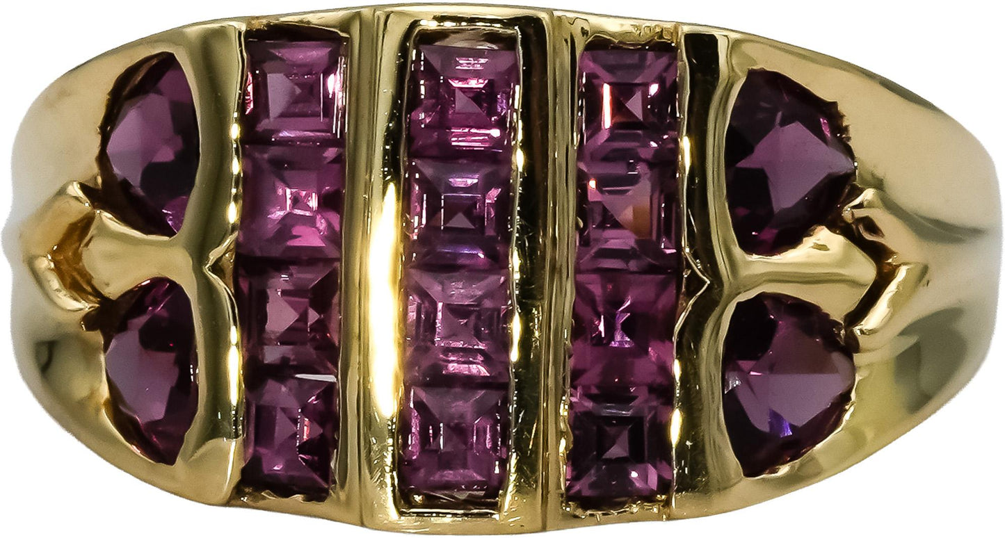 10k Yellow Gold Square and Trillion Cut Pink Tourmaline Ring 1.50CT Size 8