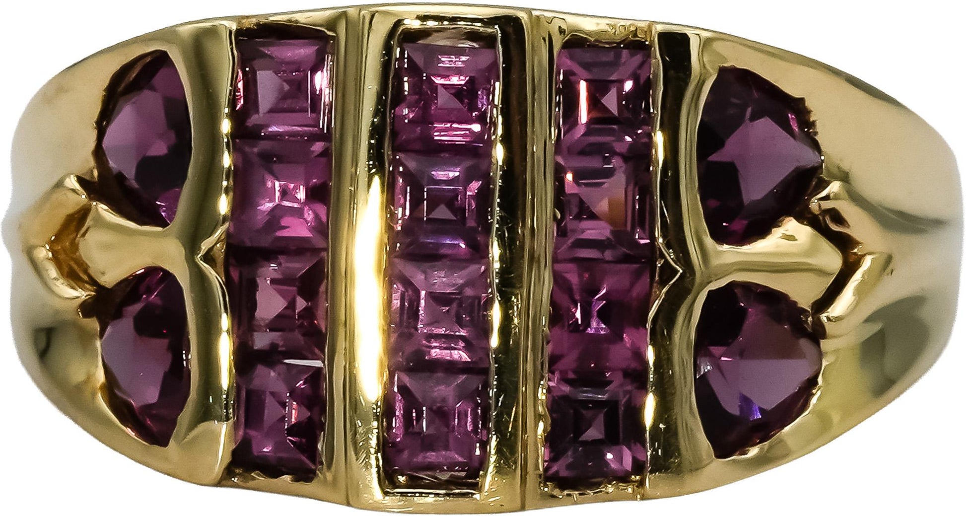 10k Yellow Gold Square and Trillion Cut Pink Tourmaline Ring 1.50CT Size 8