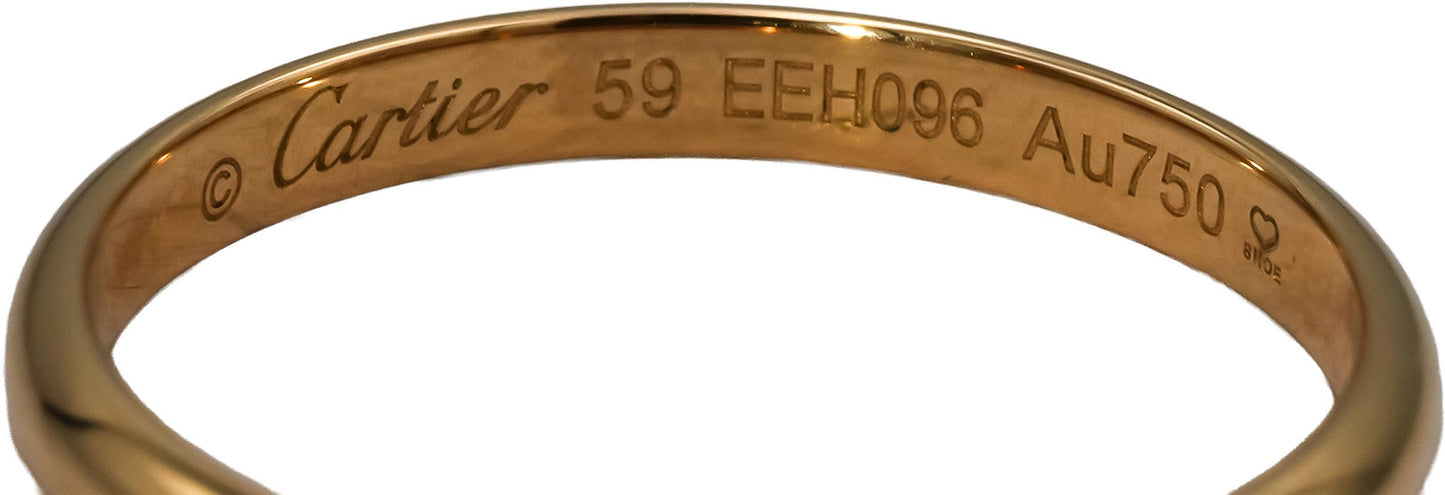 CARTIER 18k Rose Gold 1895 Wedding Band Ring Size 59 w/ Box & Papers