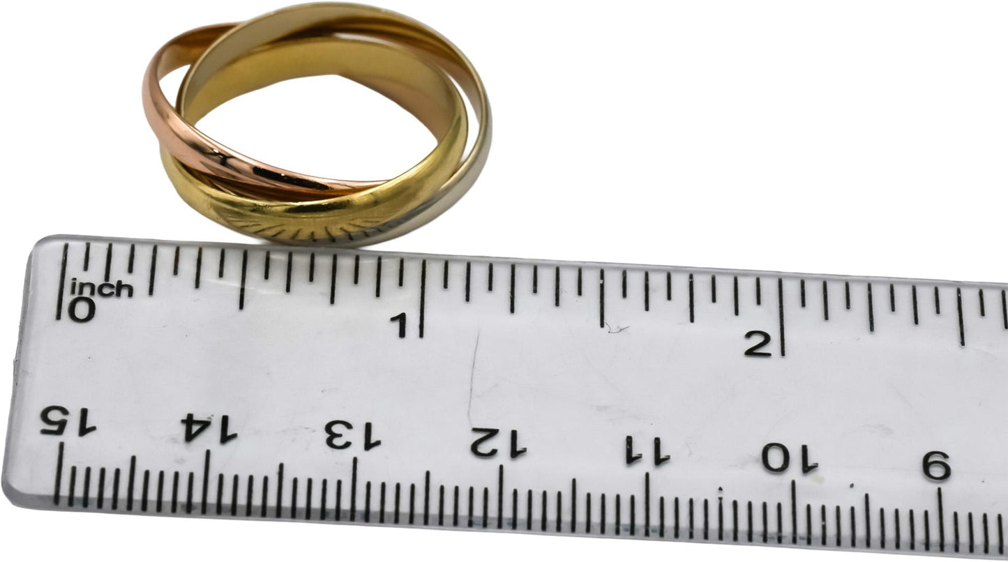 CARTIER 18k Yellow Rose White Gold Trinity Rolling Band Ring Size 62