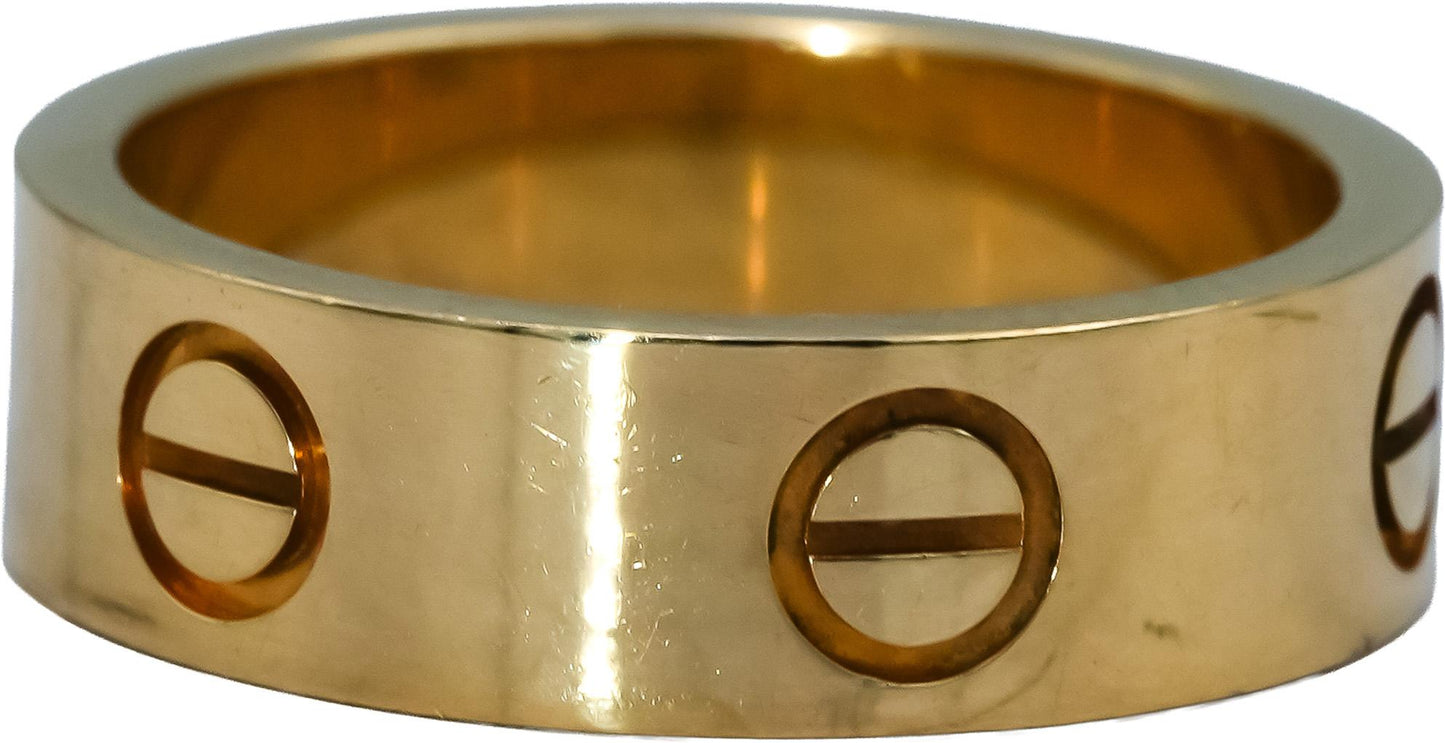 CARTIER 18k Yellow Gold Love Screw Motif Band Ring Size 51