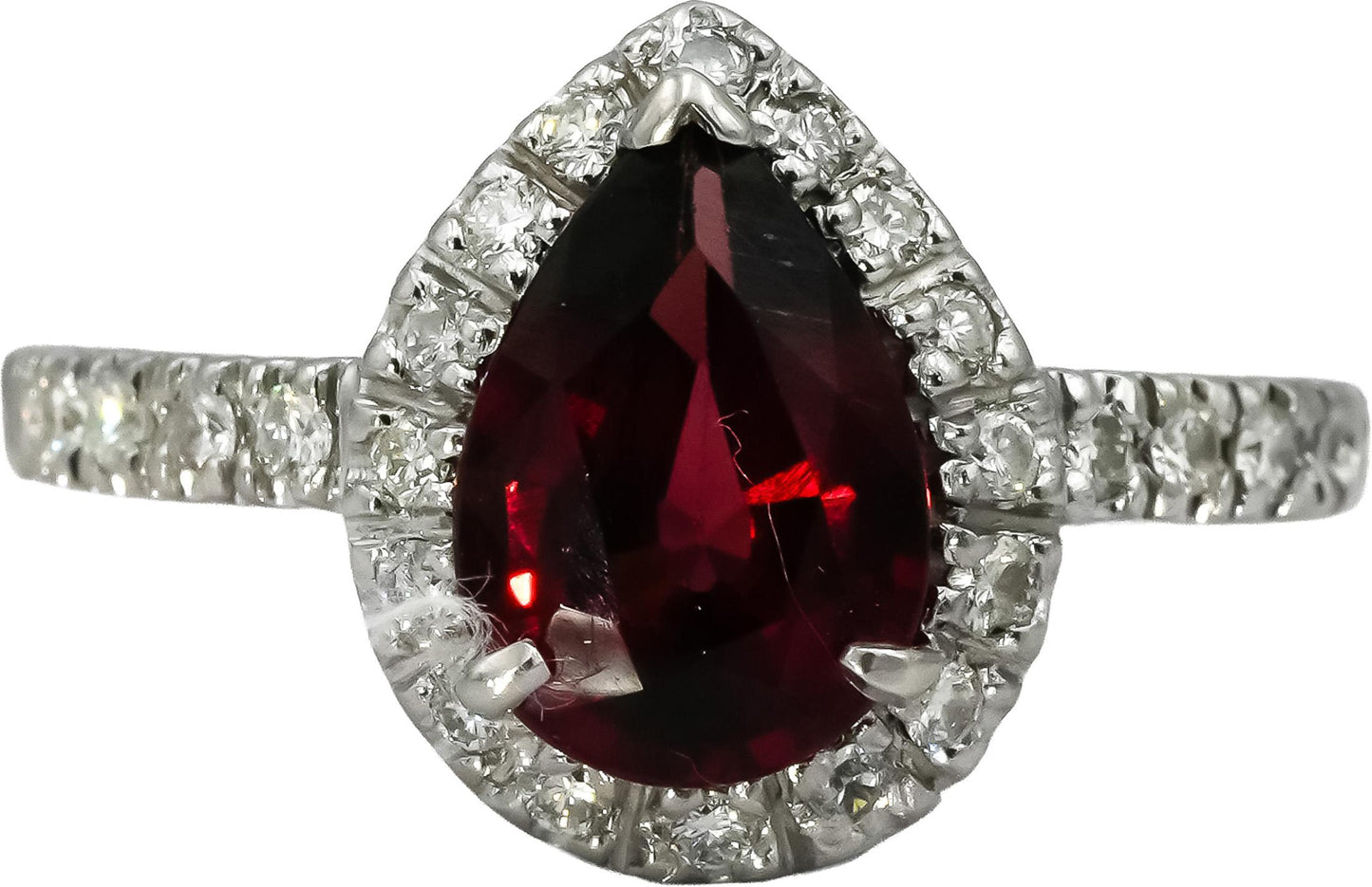 14k White Gold Diamond and Garnet Cocktail Ring 2.21CT Size 5.5