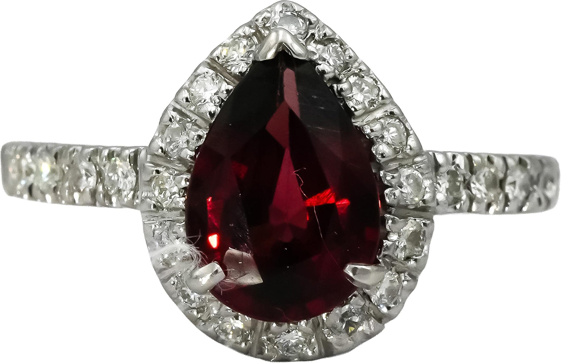 14k White Gold Diamond and Garnet Cocktail Ring 2.21CT Size 5.5