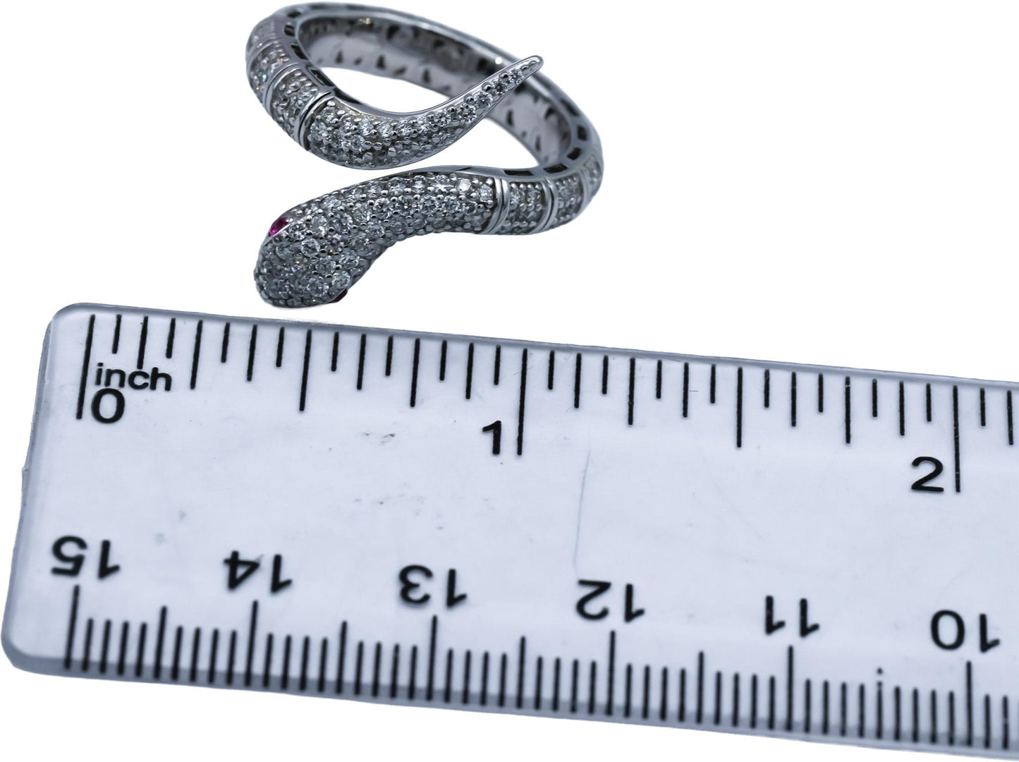 14k White Gold VS Diamond Semi-Flexible Snake Ring 0.75CT Size 7