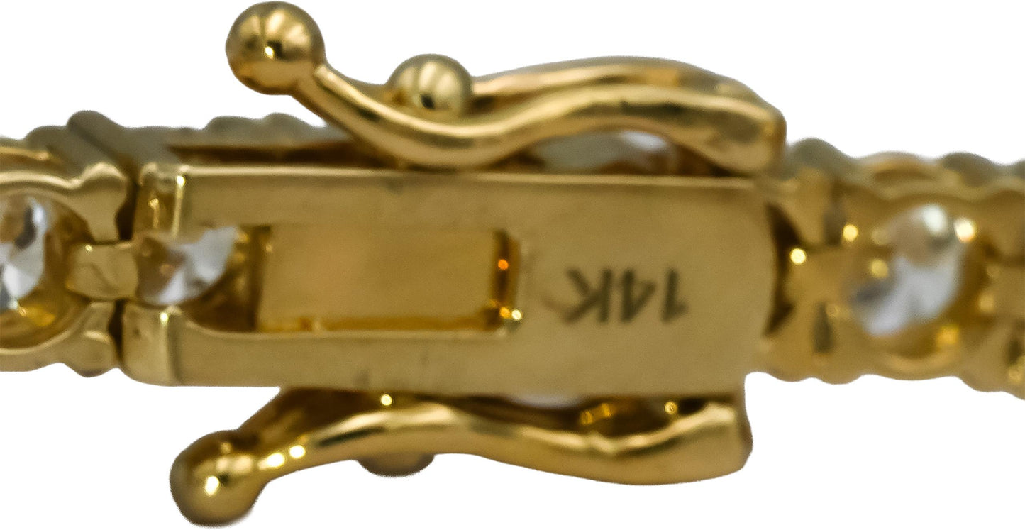 14k Yellow Gold VS Round Diamond Tennis Bracelet 9.08CT