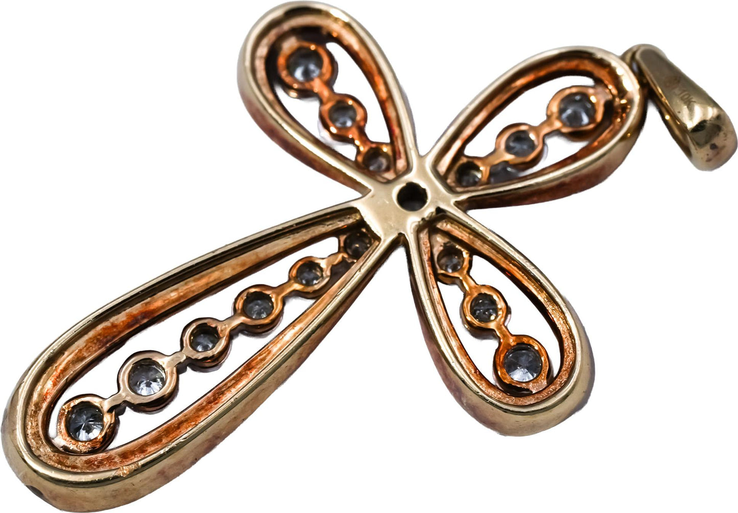 10k Yellow Gold Round Diamond Cross Crucifix Pendant 0.35CT