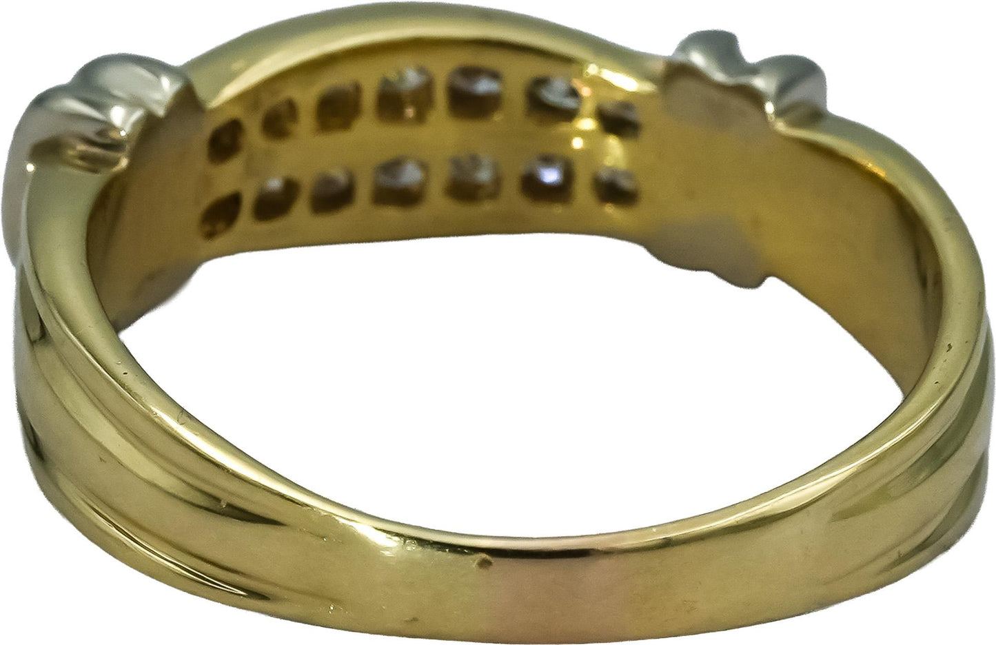 14k Yellow & White Gold Round Diamond Double Row Band Ring 0.33CT Size 8.5
