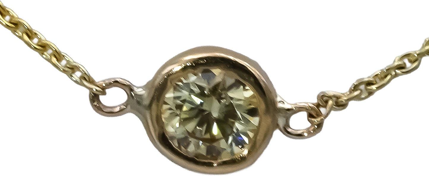 14k Yellow Gold VS Round Fancy Dark Yellow Diamond Solitaire Necklace 0.10CT