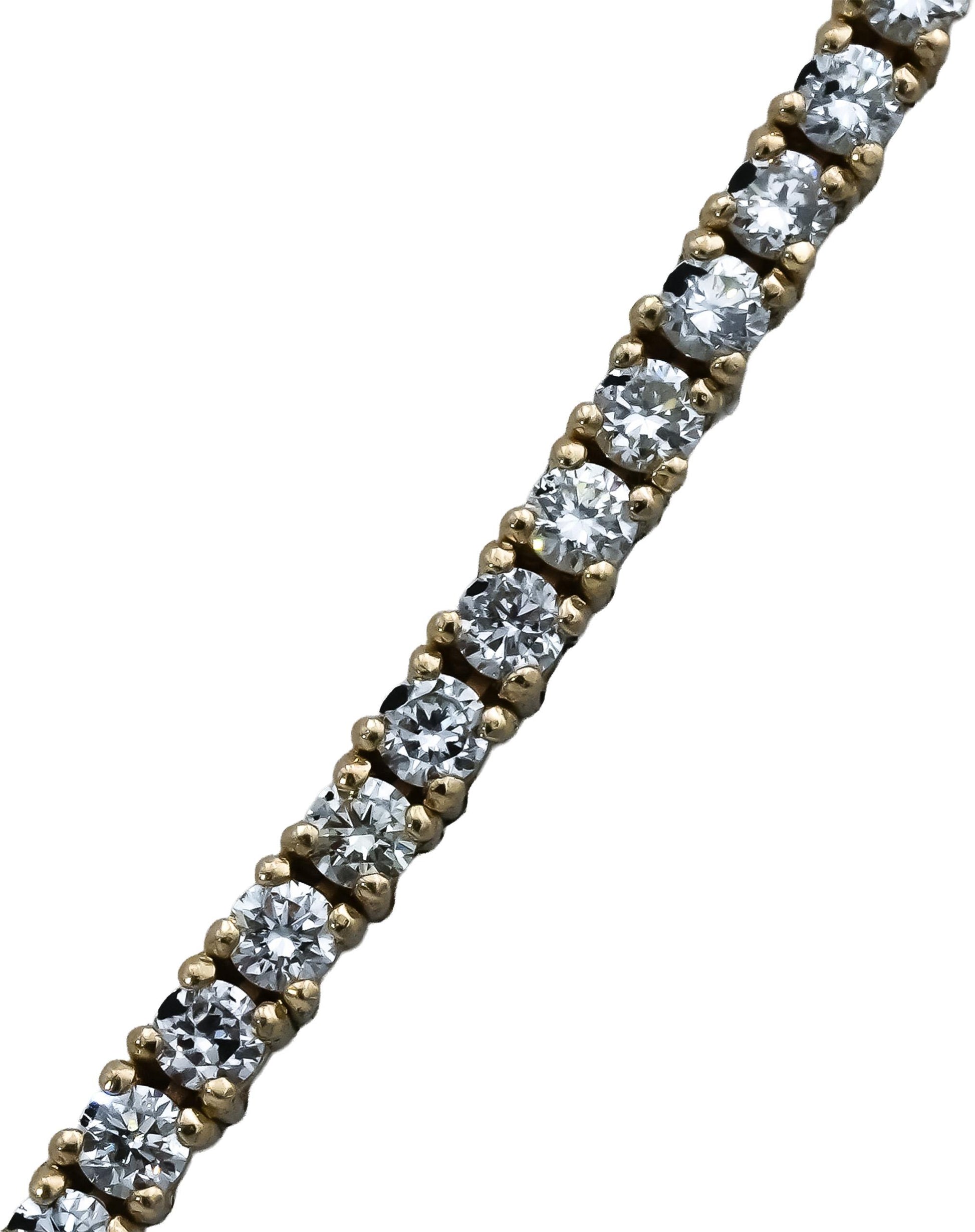 14k Yellow Gold VS Round Diamond Tennis Necklace 5.43CT