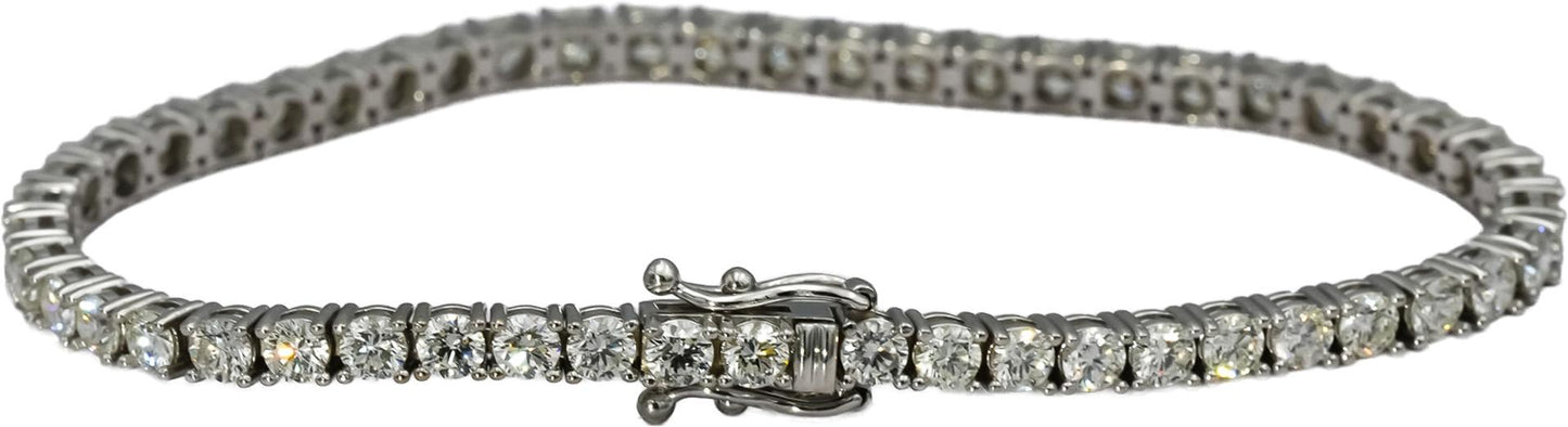 14k White Gold VS Round Diamond Tennis Necklace 5.07CT 203 Pieces