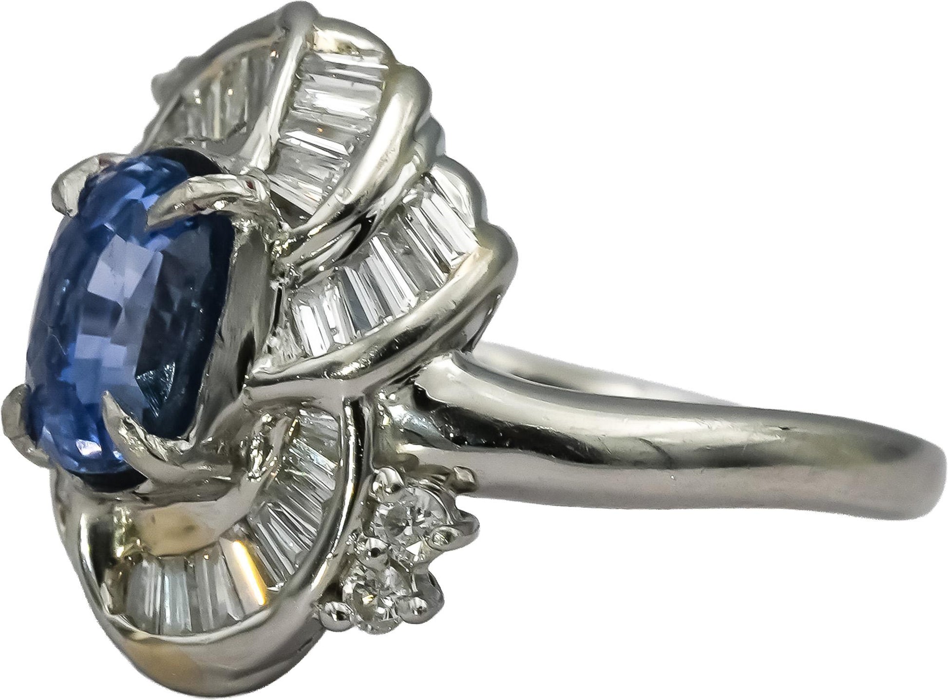 GIA Certified Platinum No Heat Madagascar Sapphire and Diamond Ring 3.62CT