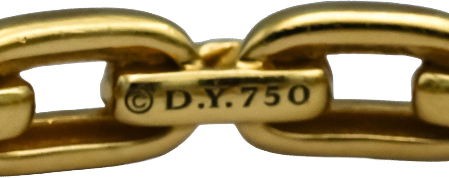 DAVID YURMAN 18k Yellow Gold Diamond Stax Chain Link 7mm Bangle Bracelet 1.21CT