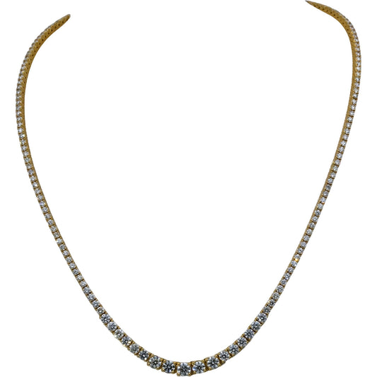 14k Yellow Gold VS Round Diamond Graduated Riviera Necklace 8.11CT 171 Pieces