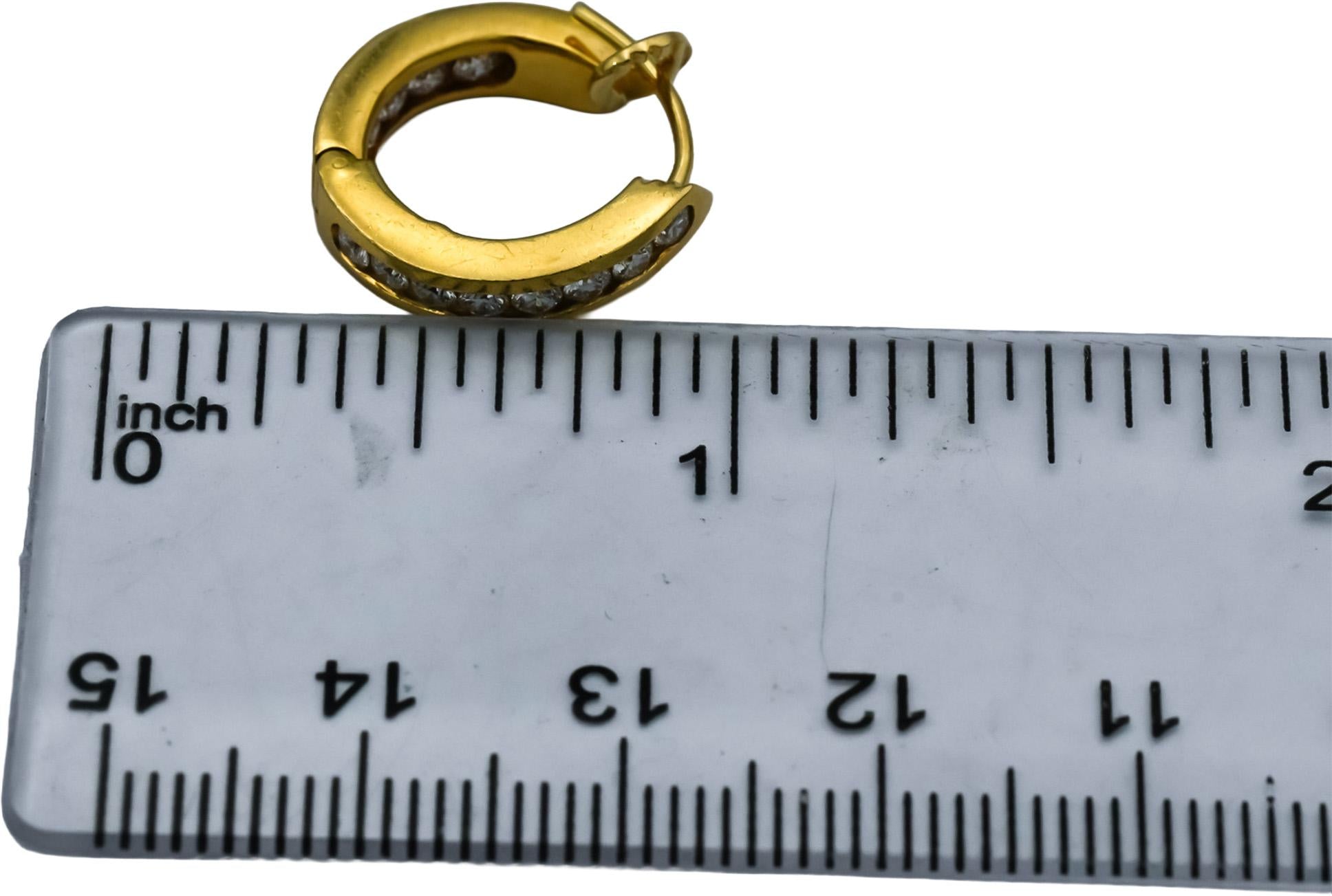 TIFFANY & CO. 18k Gold VS Diamond Inside Out Hoop Huggie Earrings 1.0CT