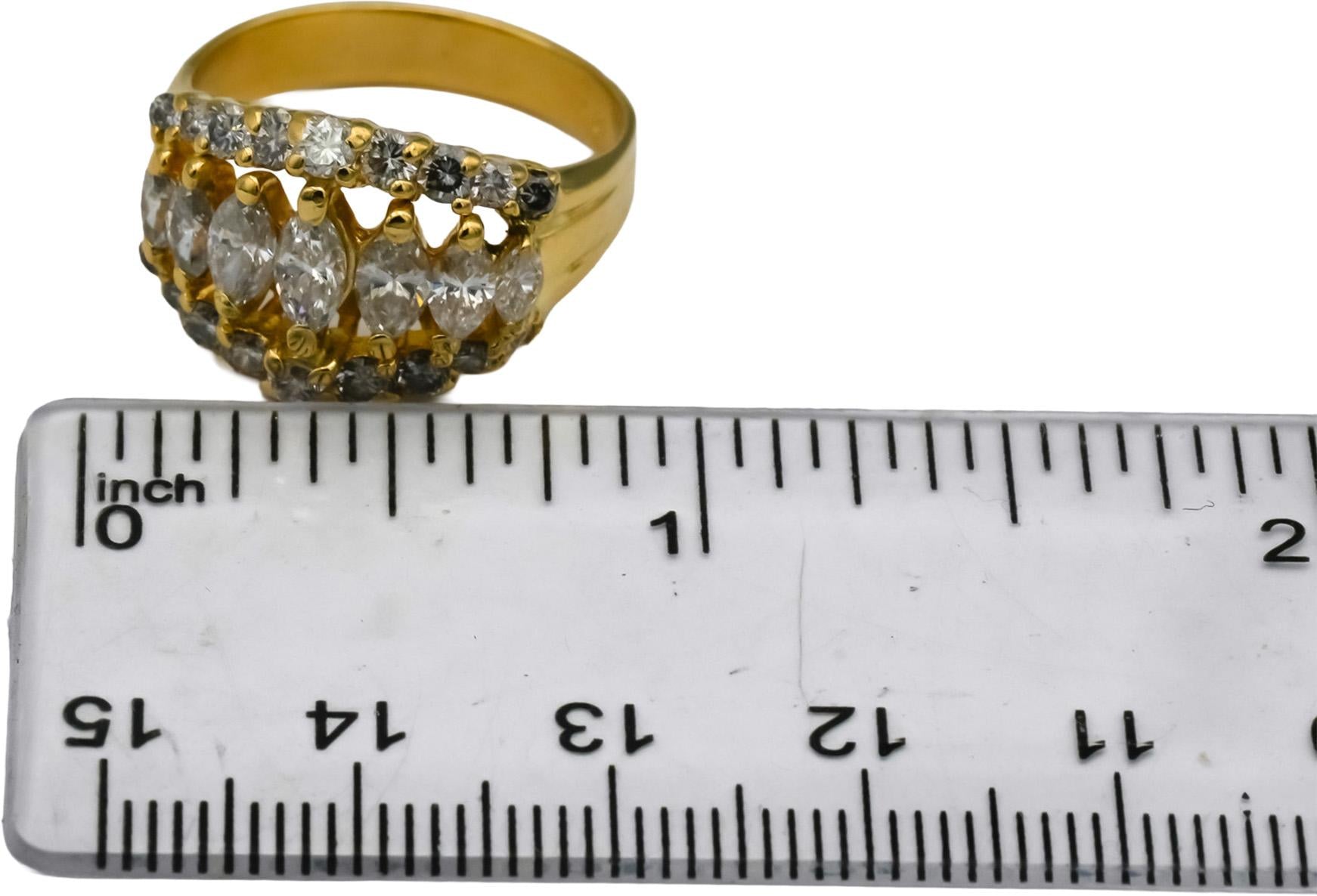 10k Yellow Gold Oval and Round Diamond Cocktail Ring 2.0CT Size 8
