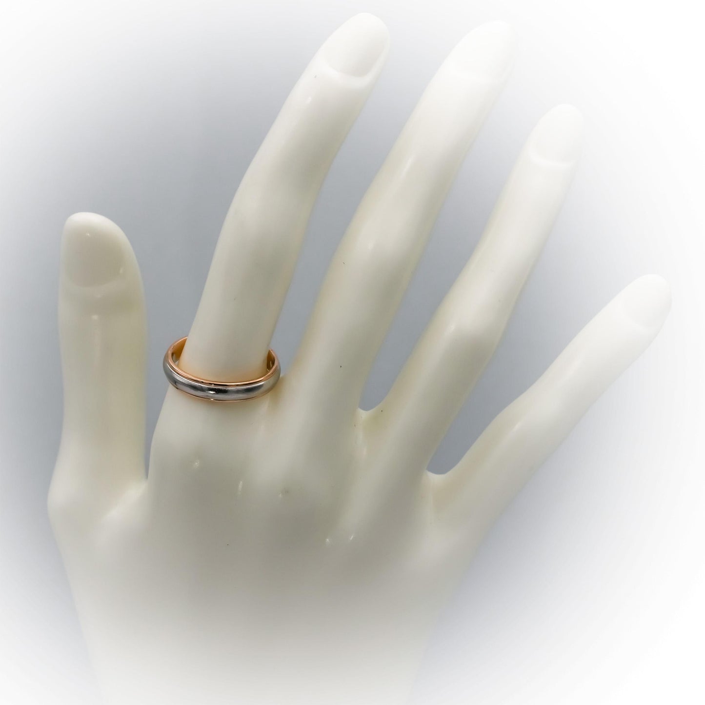 TIFFANY & CO. Platinum & 18k Rose Gold 4mm Wide Band Ring Size 7.5
