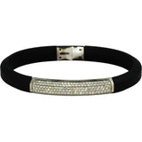 DAVID YURMAN Sterling Silver Pave Diamond Streamline 8mm Rubber Bracelet 1.10CT