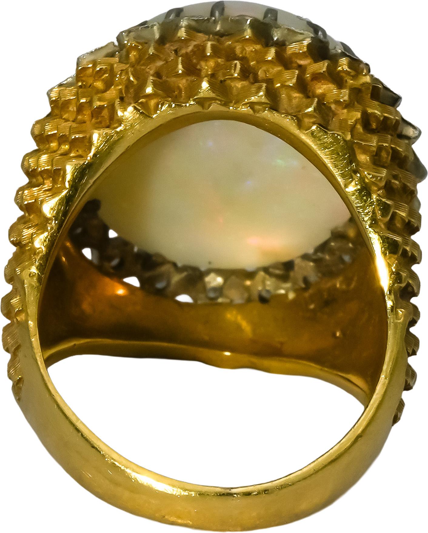 Vintage Antique Retro 18k Yellow Gold Diamond and Opal Ring 9.30CT Size 5.25